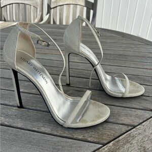 Stuart Weitzman NUDIST sandals, size 9, silver